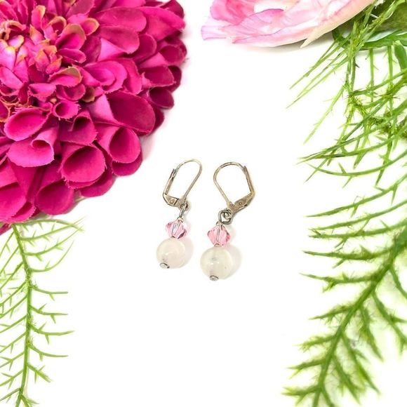 ⚜️Genuine Rose Quartz & Pink Crystal Earrings - Picture 1 of 7